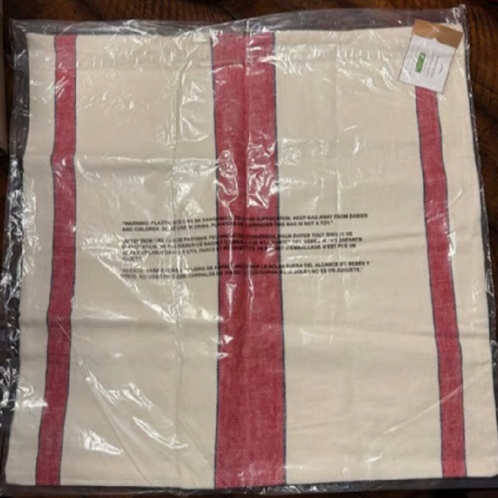 NEW 20" SQ Pottery Barn Bodie Striped Pillow Cover | Red Stripes | Multiples